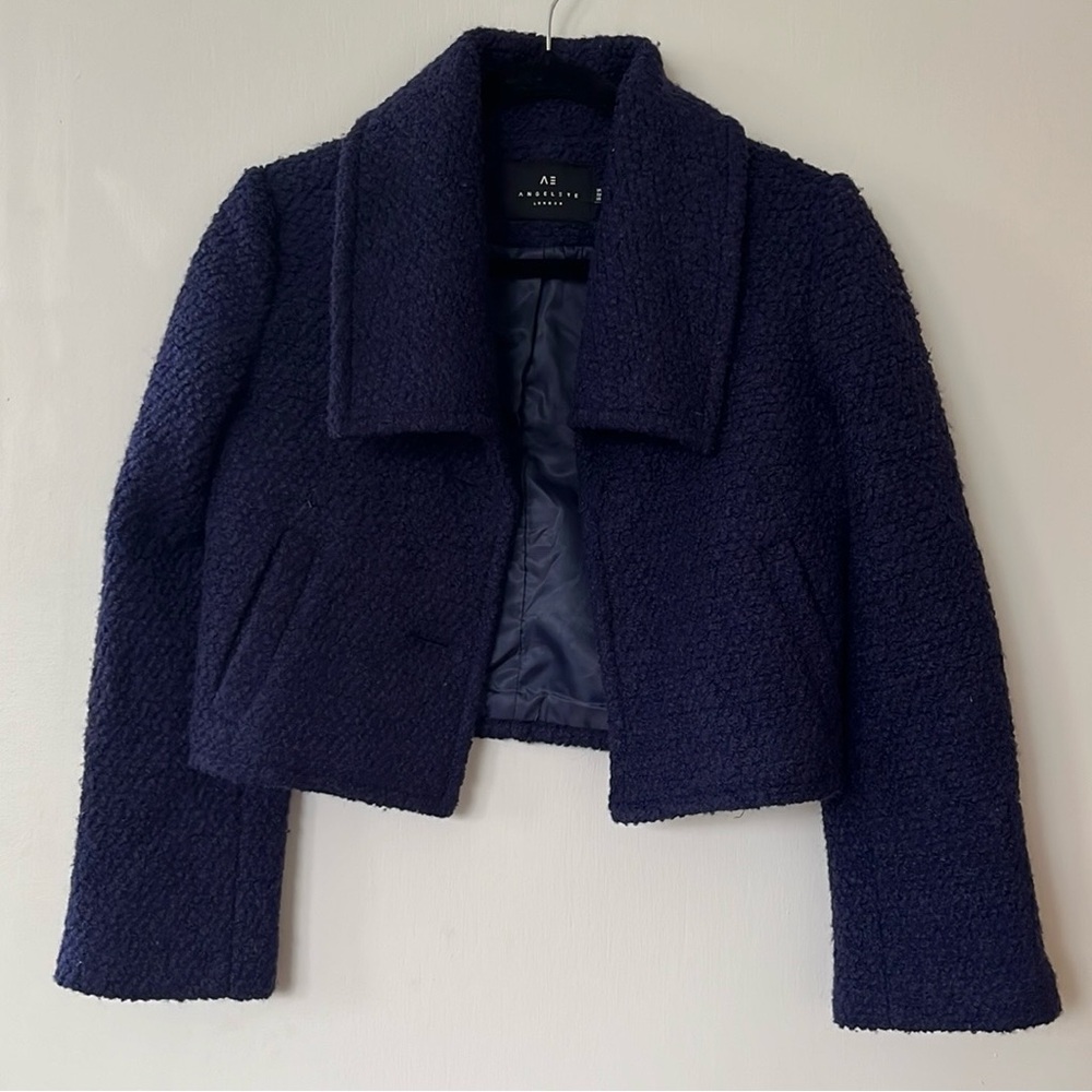 Cropped Wool Navy Blue Jacket